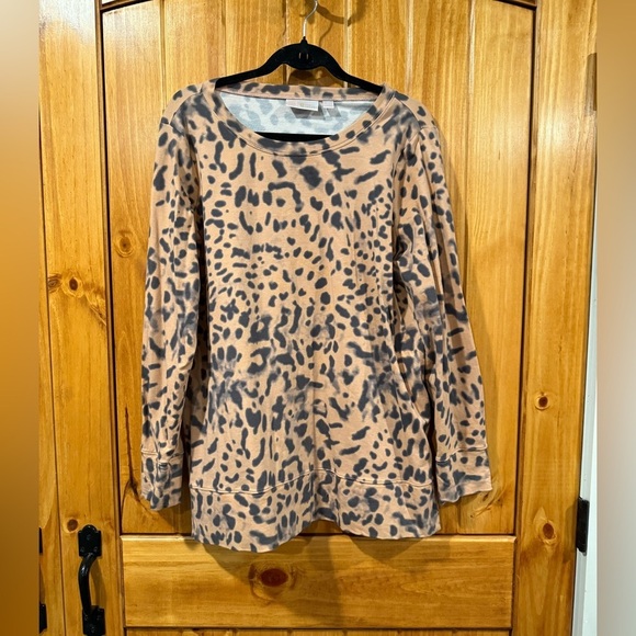 Belle by Kim Gravel Tops - Belle by Kim Gravel Animal Print Top - Orange and Gray